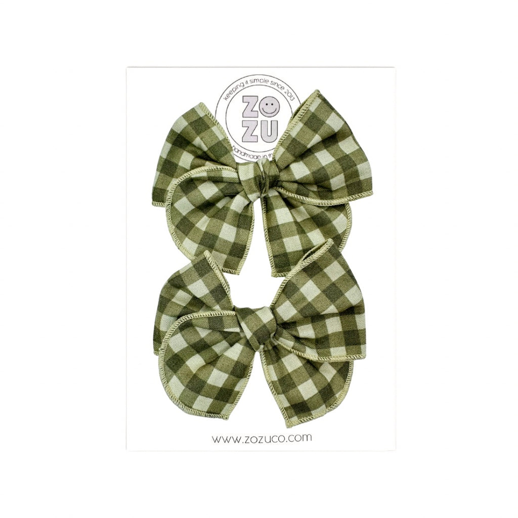 Tractor Green Plaid :: Mini Traveler Pigtail Set