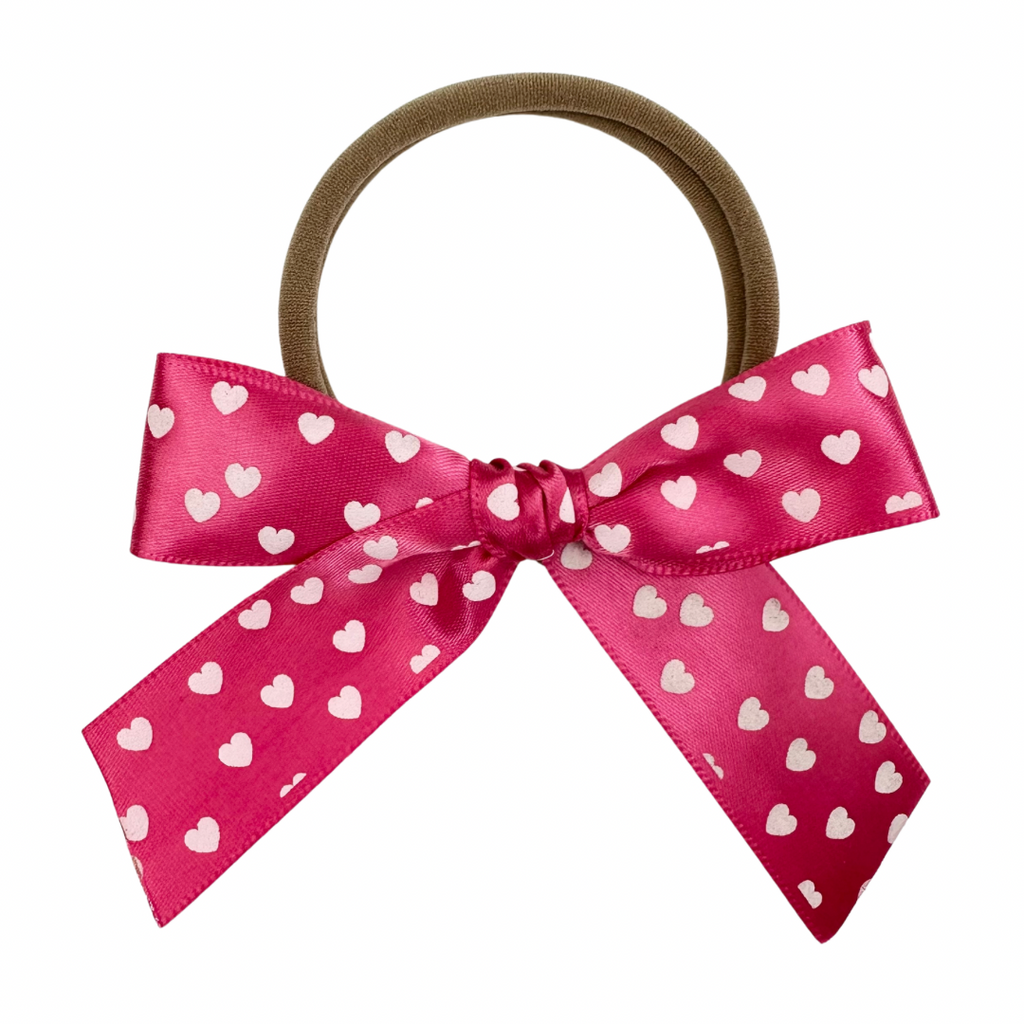 Hot Pink Hearts :: Ribbon Mini Explorer Bow