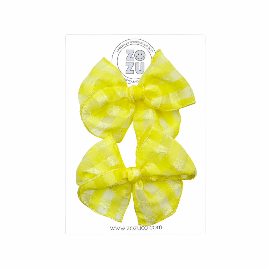 Yellow Sheer Plaid :: Mini Traveler Pigtail Set