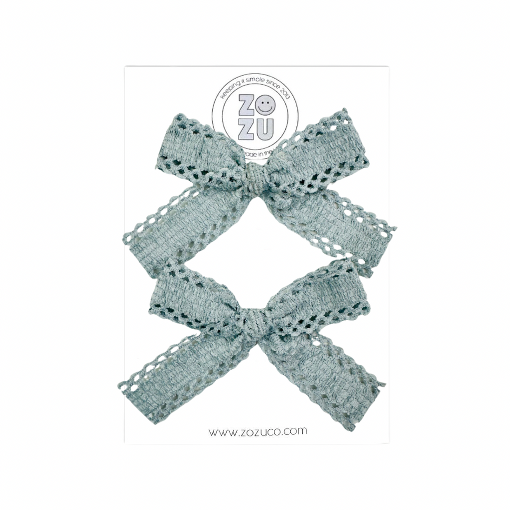 Blue Velvet Scallop :: Mini Explorer Ribbon Pigtail Set