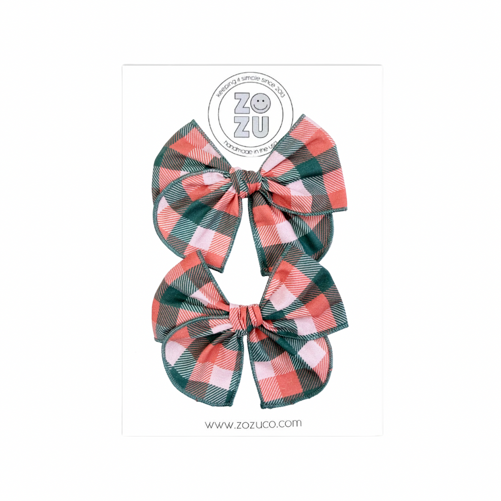 Cheery Plaid :: Mini Traveler Pigtail Set