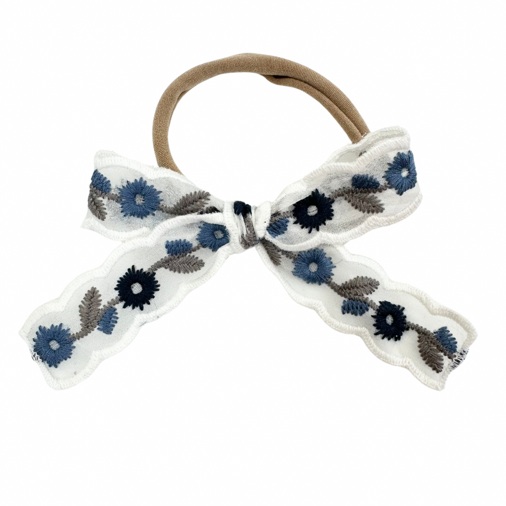 Blue Embroidery :: Ribbon Mini Explorer Bow