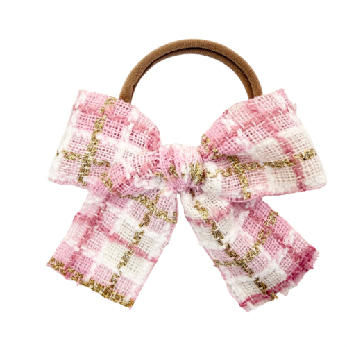 Pink & Gold Plaid :: Ribbon Mini Explorer Bow
